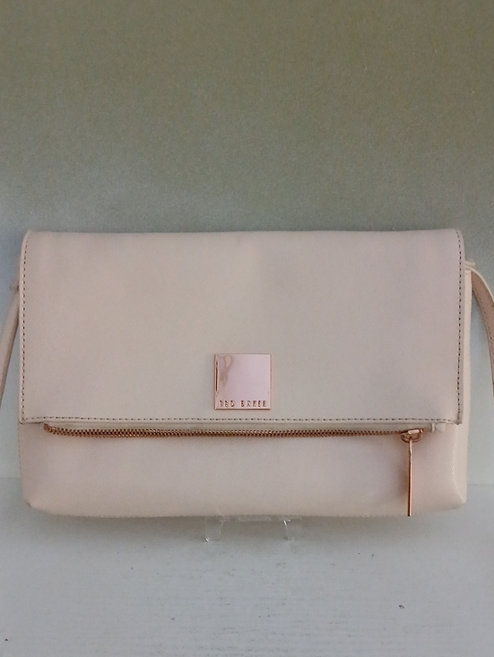 Ted Baker Handbags - Ted Baker Blush Leather Fold-Over Clutch with Gold Hardware